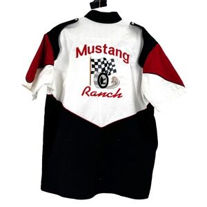 90s Speed Zone Race Gear Mechanic Pit‎ Crew Men's Shirt Large Mustang Ranch Y2K